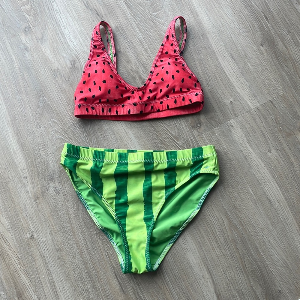 Watermelon bikini top sz S high-waist bottom sz M